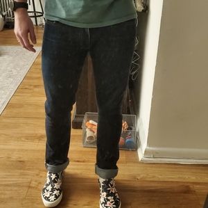 Dark raw skinny selvedge jeans